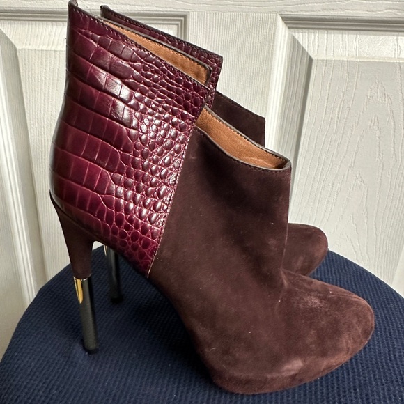 Sigerson Morrison Burgundy Sued/Leather ankle boot - Picture 2 of 10